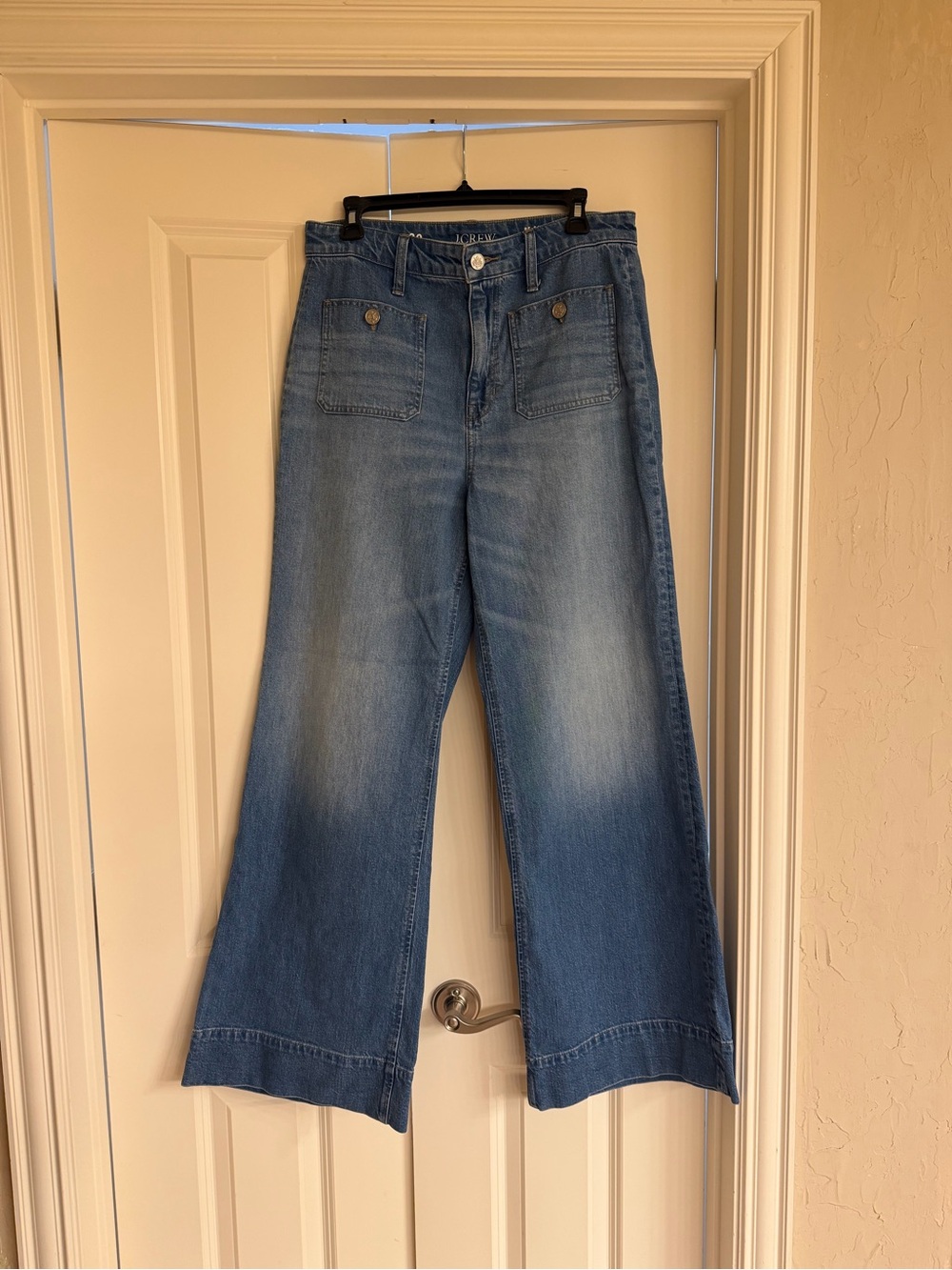 J. Crew Light Blue Wide-Leg Jeans with Front Patch Pockets